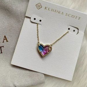 Kendra Scott Ari Heart Gold Pendant Necklace in Watercolor Illusion